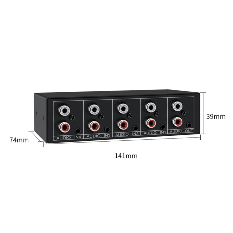 4 In 1 Out  3.5mm + RCA Audio Switcher 4 Channels Audio Converter, AUX -401