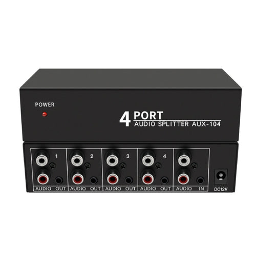 1 In 4 Out 3.5mm + RL Audio Distributor Stereo Audio Splitter For PC Laptop DVD, EU Plug, AUX -104