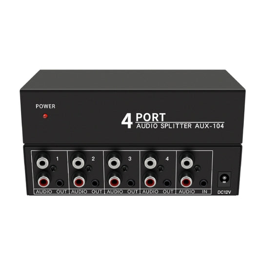 1 In 4 Out 3.5mm + RL Audio Distributor Stereo Audio Splitter For PC Laptop DVD, EU Plug, AUX -104