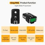 Pixel King Pro Camera Wireless Radio Flash TTL Transmitter and Receiver, For Nikon, For Sony