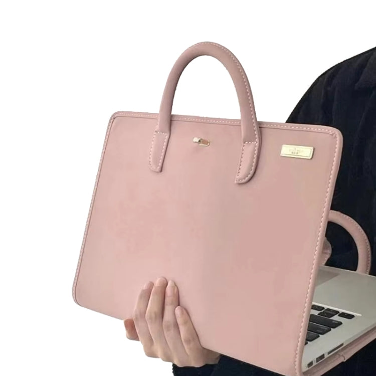 Pink Girl Style PU Laptop Bag Protective Case with Handle, 14 Inch, 15.6 / 16 Inch