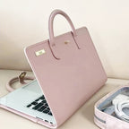 Pink Girl Style PU Laptop Bag Protective Case with Handle, 14 Inch, 15.6 / 16 Inch