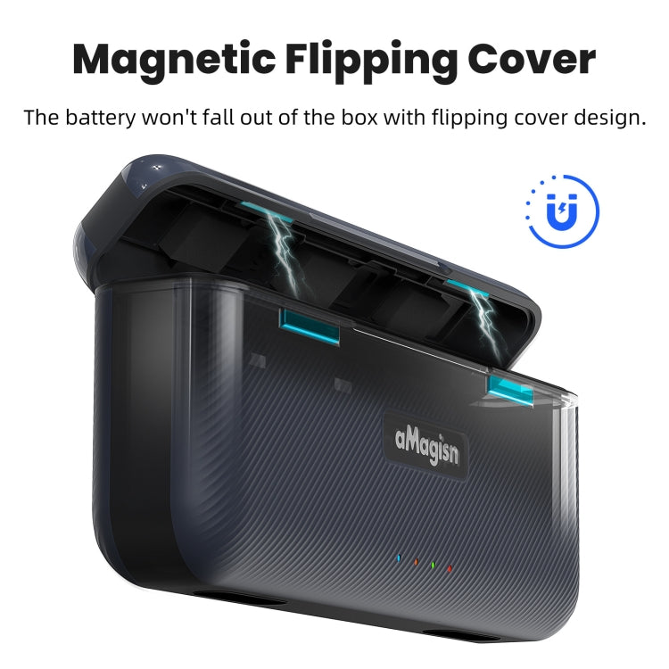 For DJI Osmo 360/Action 5 Pro aMagisn Battery Charger Fast Charging Box Storage Compartment, AA19