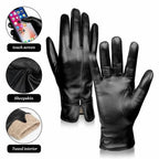 Women Sheepskin Wool Fleece Lined Windproof Warm Gloves Touchscreen Thick Snow Driving Gloves, S, M, L, XL
