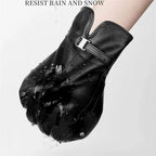 Women Sheepskin Wool Fleece Lined Windproof Warm Gloves Touchscreen Thick Snow Driving Gloves, S, M, L, XL