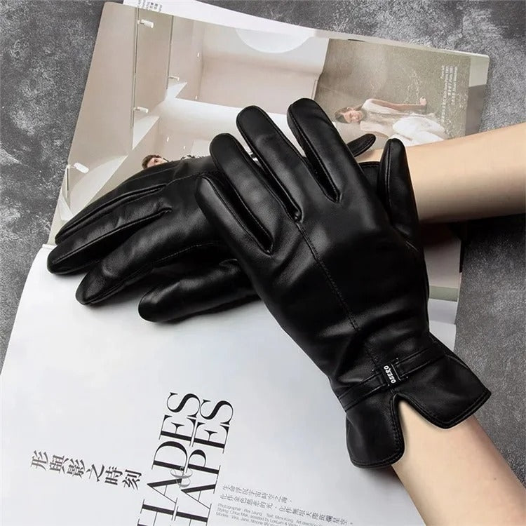 Women Sheepskin Wool Fleece Lined Windproof Warm Gloves Touchscreen Thick Snow Driving Gloves, S, M, L, XL