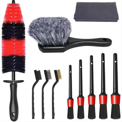 11pcs /Set Car Wash Cleaning Gap Detail Short Handle Brush