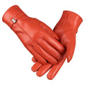 OZERO Women Sheepskin Warm Gloves with Fleece Lining Split Finger Elasticated Gloves, M, L