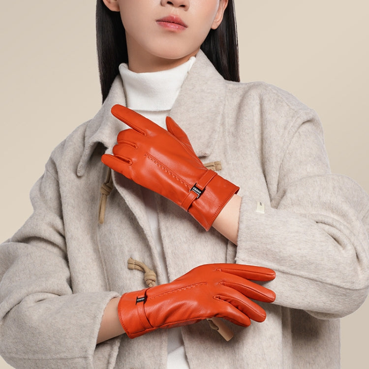 OZERO Women Sheepskin Warm Gloves with Fleece Lining Split Finger Elasticated Gloves, M, L