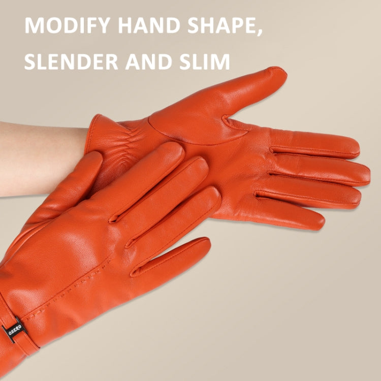 OZERO Women Sheepskin Warm Gloves with Fleece Lining Split Finger Elasticated Gloves, M, L