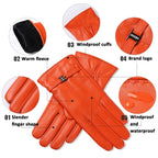OZERO Women Sheepskin Warm Gloves with Fleece Lining Split Finger Elasticated Gloves, M, L