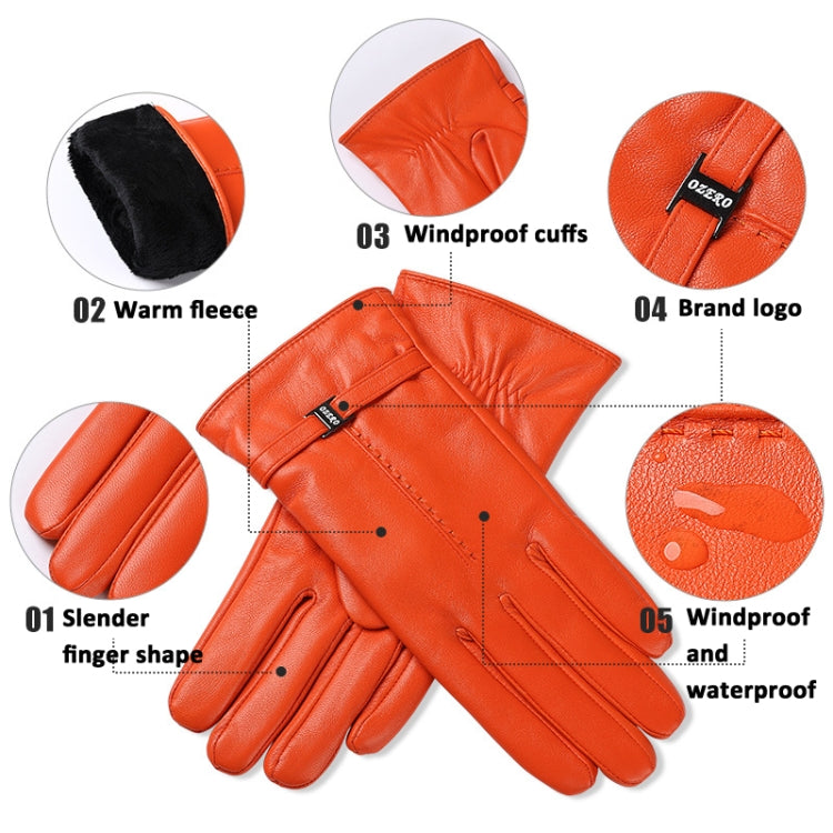 OZERO Women Sheepskin Warm Gloves with Fleece Lining Split Finger Elasticated Gloves, M, L
