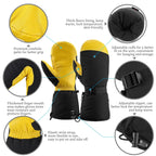 Winter Ski Snow Gloves for Men and Women Outdoor Sport Shovel Ski Gloves, Abalone Yellow, Five-finger Yellow, Abalone Black, Five-finger Black