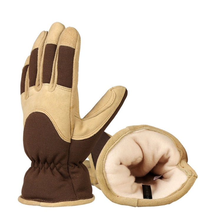 Deerskin Leather Thick Thermal Gloves for Working in Cold Weather, M, L, XL