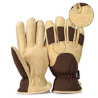 Deerskin Leather Thick Thermal Gloves for Working in Cold Weather, M, L, XL