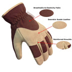 Deerskin Leather Thick Thermal Gloves for Working in Cold Weather, M, L, XL
