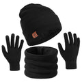 OZERO Plain Warm Wool Hat Scarf Gloves 3 In 1 Set For Men And Women