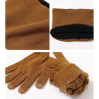 OZERO Plain Warm Wool Hat Scarf Gloves 3 In 1 Set For Men And Women