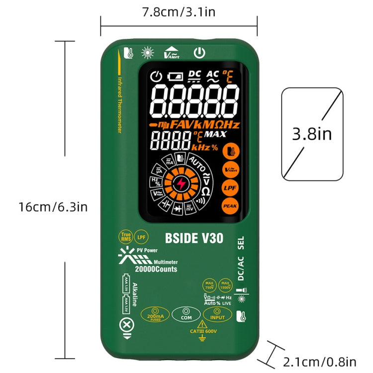 Intelligent Colorful Screen PV Multimeter Infrared Thermometer, V30 (Green)