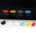 10pcs /Set USB 2.0 Female Port Dust Plug Charging Port Silicone Cover, Black, White, Red, Transparent, Yellow, Blue