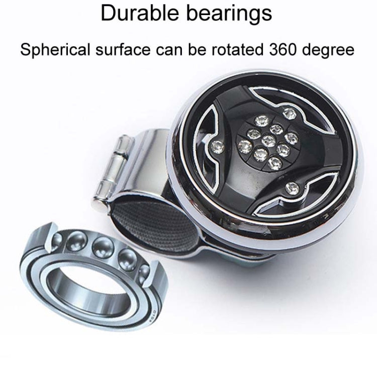 Car Steering Wheel Foldable Ball Bearing Turning Booster, Black, Silver, Electroplating, Mahogany, Carbon Fiber Pattern