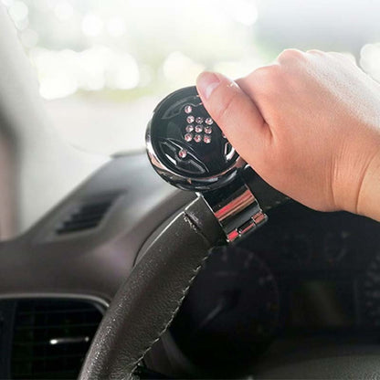 Car Steering Wheel Foldable Ball Bearing Turning Booster, Black, Silver, Electroplating, Mahogany, Carbon Fiber Pattern