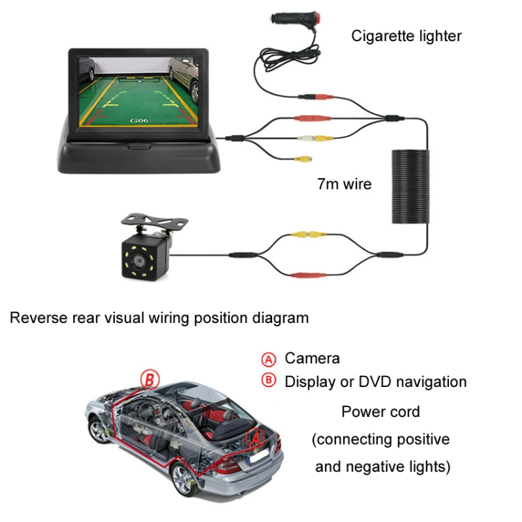 4.3 Inch Display Night Vision Waterproof Reversing Camera +7 Meter Extension Cable, Detachable Screen + Butterfly Camera, Detachable Screen + Butterfly 8 Light Camera, Detachable Screen + External 4 Light Camera                                         ...