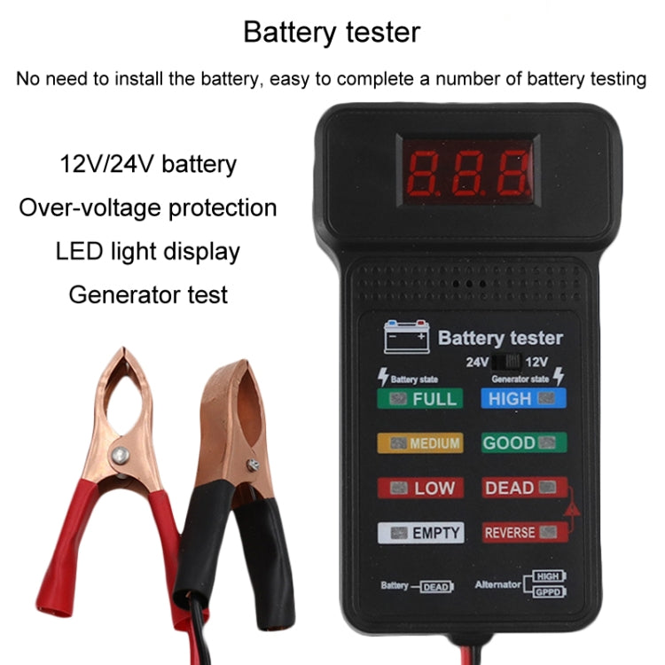 Battery Tester Car Battery Checker Electricity Capacity Tester, 12/24V