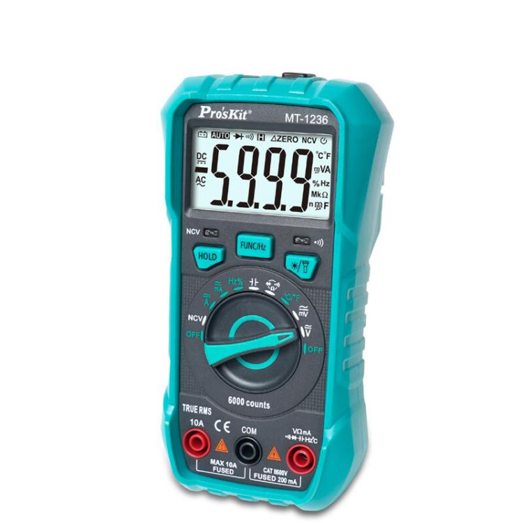 ProsKit MT-1236-C 3-5/6 True-RMS Digital Multimeter For ACA, ACV, DCA, DCV, Frequency, Cycle Duty, Diode Test, MT-1236-C