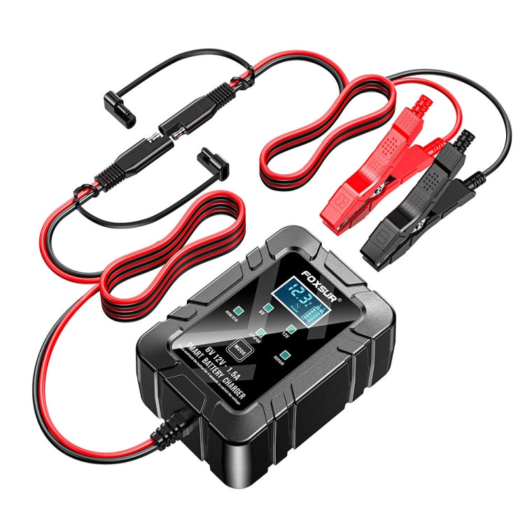 FOXSUR 6V/12V 1.5A Lawn Mower Motorcycle Lead Acid Battery SAE Plug Charger, US Plug, EU Plug