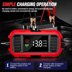 FOXSUR 2A 12V Motorcycle ATV Fully Automatic Trickle Battery Charger, US Plug, EU Plug