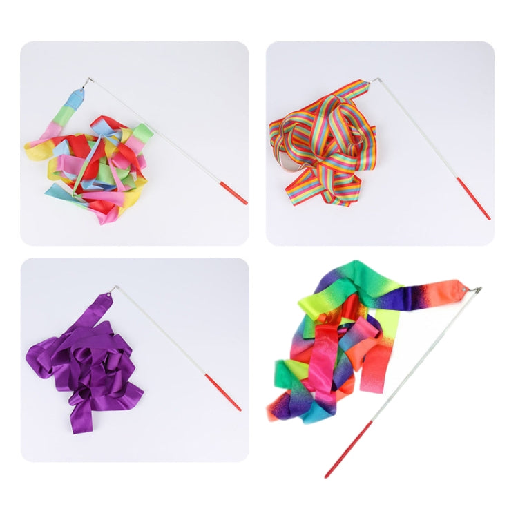 10pcs 4m Rhythmic Gymnastics Ribbons Dance Fitness Toys Sports Equipment, 7 Color, Colorful, Purple, Dazzling