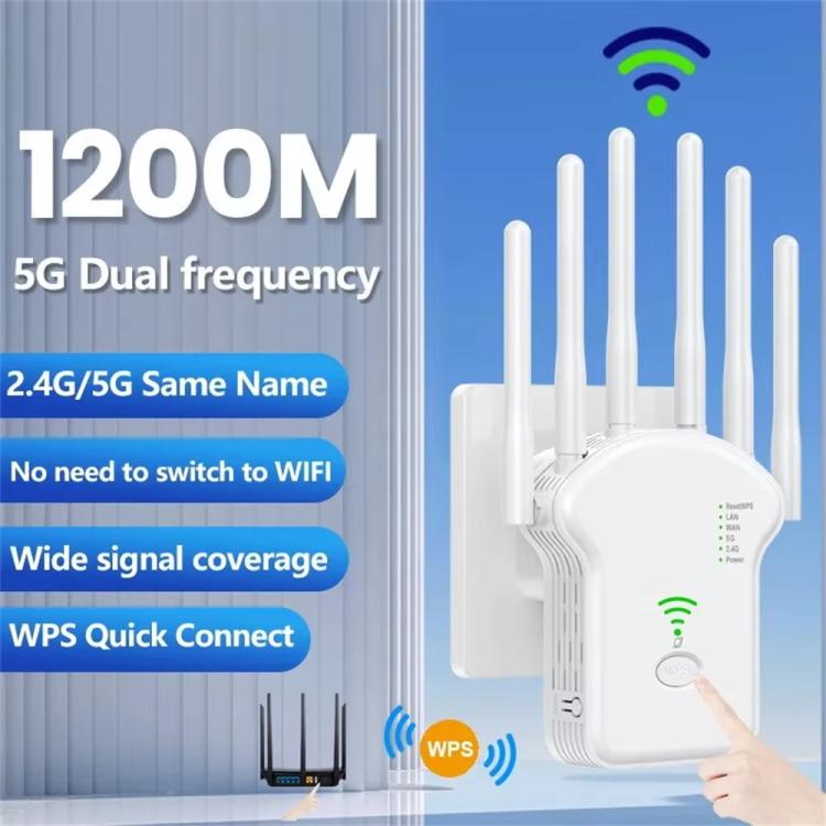 Urant U13 1200Mbps 2.4G/5G Dual Band WiFi Repeater Signal Amplifier, US Plug White, EU Plug White, US Plug Black, EU Plug Black