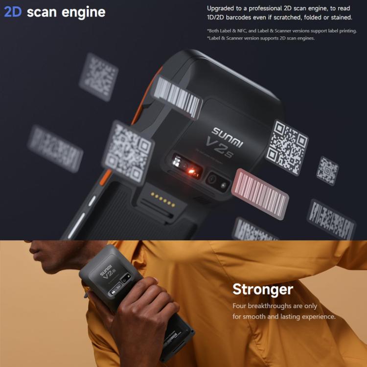 SUNMI V2s Scanning Label Printing Cash Register, Classic 1+8G, Standard 2+16G, NFC 2+16G, Scanner 2+16G