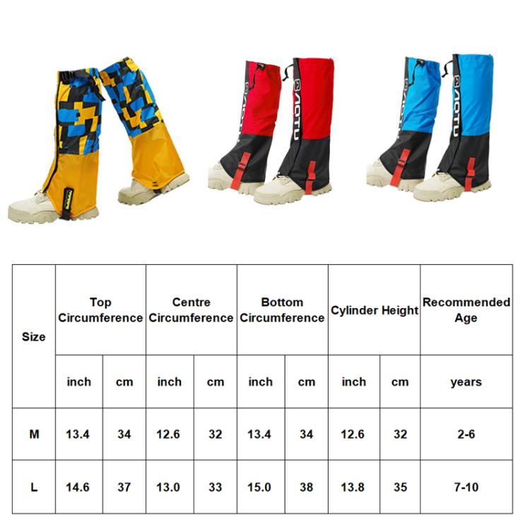 AOTU  AT8913 1pair Children Riding Skiing Waterproof Calf Protectors Outdoor Sandproof Shoes Covers, Blue L, Red L, Blue Cat L, Pink Cat L, Blue Cat M, Pink Cat M, Blue M, Red M, Yellow Printed With Fleece L, Blue Astronaut With Fleece L               ...