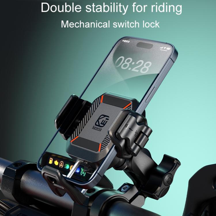 Kewig M33-A5 Outdoor Riding Shock Absorbing Anti-Theft 15W QI Wireless Charger Cell Phone Mounting Bracket, M33-A5