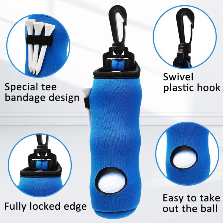 Neoprene Golf Ball Sleeve With 3 Balls 3 Tees Set Storage Pouch Waist Bag