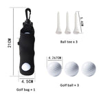 Neoprene Golf Ball Sleeve With 3 Balls 3 Tees Set Storage Pouch Waist Bag