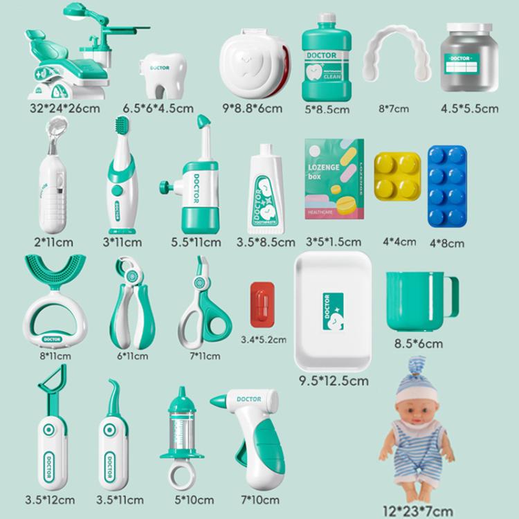 Children Pretend Play Simulation Dentist Role-Play Toys, Basic Pink, Basic Green, Upgrade Pink, Upgrade Green, Deluxe Pink, Deluxe Green