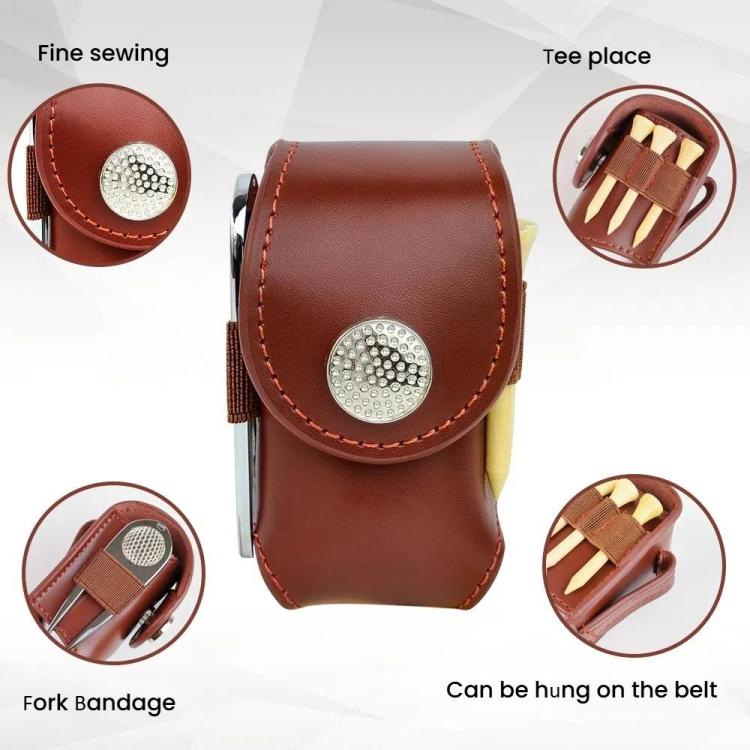 Golf Ball Bag Tee Storage Pouch Portable Cowhide Waist Bag, Black Set, Brown Set, Empty Bag Black, Empty Bag Brown
