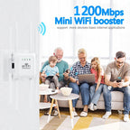 U18 1200Mbps 2.4G & 5G  Wireless Repeater WiFi Signal Amplifier With 8 Antenna, US Plug Black, EU Plug Black, US Plug White, EU Plug White