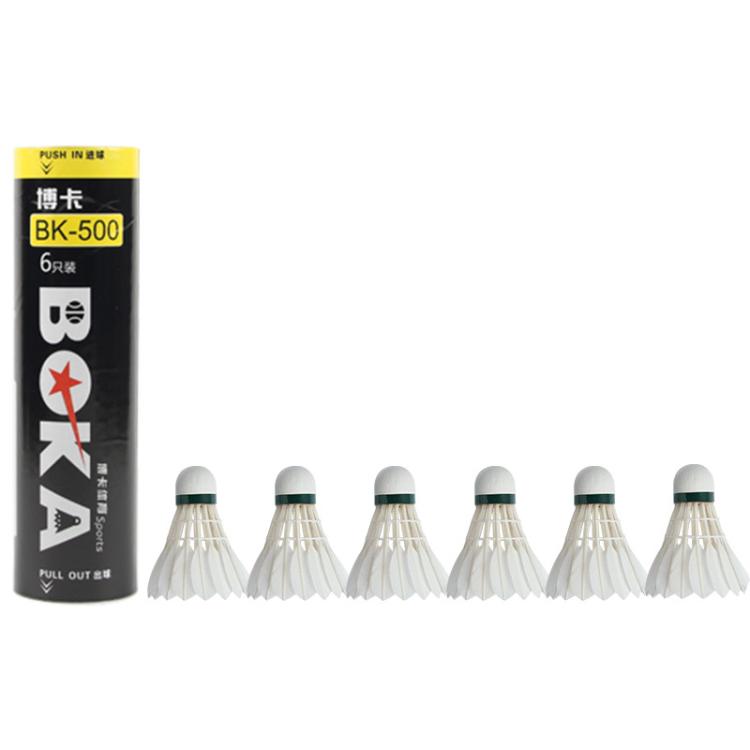 BOKA Badminton Shuttlecock Indoor / Outdoor For Racing Training Durable White Goose Feather Badminton Ball, 6pcs /Box