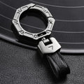 Hallmo Business Zinc Alloy Top-Layer Cowhide Key Chain Car Key Anti-Lost Pendant