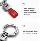 Hallmo Business Zinc Alloy Top-Layer Cowhide Key Chain Car Key Anti-Lost Pendant
