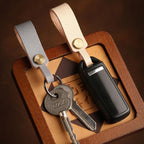 Hallmo Universal Cowhide Handmade Lanyard Keychain Car Remote Control Pendant