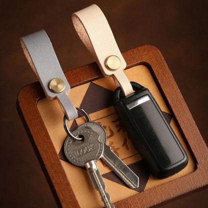 Hallmo Universal Cowhide Handmade Lanyard Keychain Car Remote Control Pendant