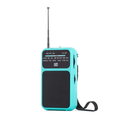 W-209 Mini Portable Rechargeable / Battery Dual-mode Powered Pointer FM Radio with Flashlight