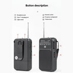 W-209 Mini Portable Rechargeable / Battery Dual-mode Powered Pointer FM Radio with Flashlight
