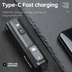 WEST BIKING Bicycle Waterproof TYPE-C Rechargeable High-Brightness Headlight, Regular, Digital Battery Display