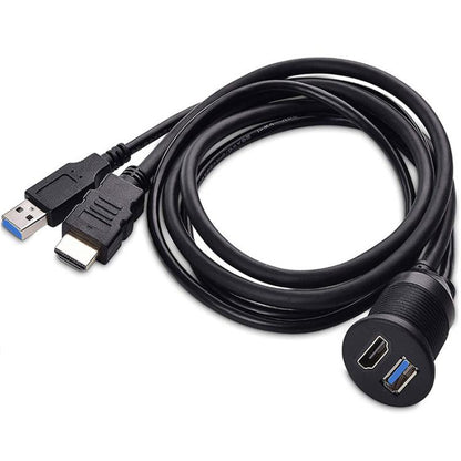 2m USB3.0+HDMI Car Waterproof Cable Motorcycle Boat Dashboard Extension Wire, 2m USB3.0+HDMI